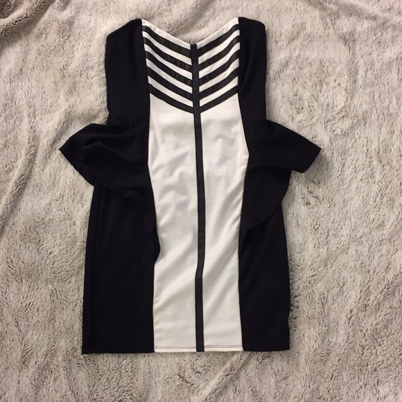 Arden B, Black/white, strapless cocktail dress, M - Picture 4 of 8